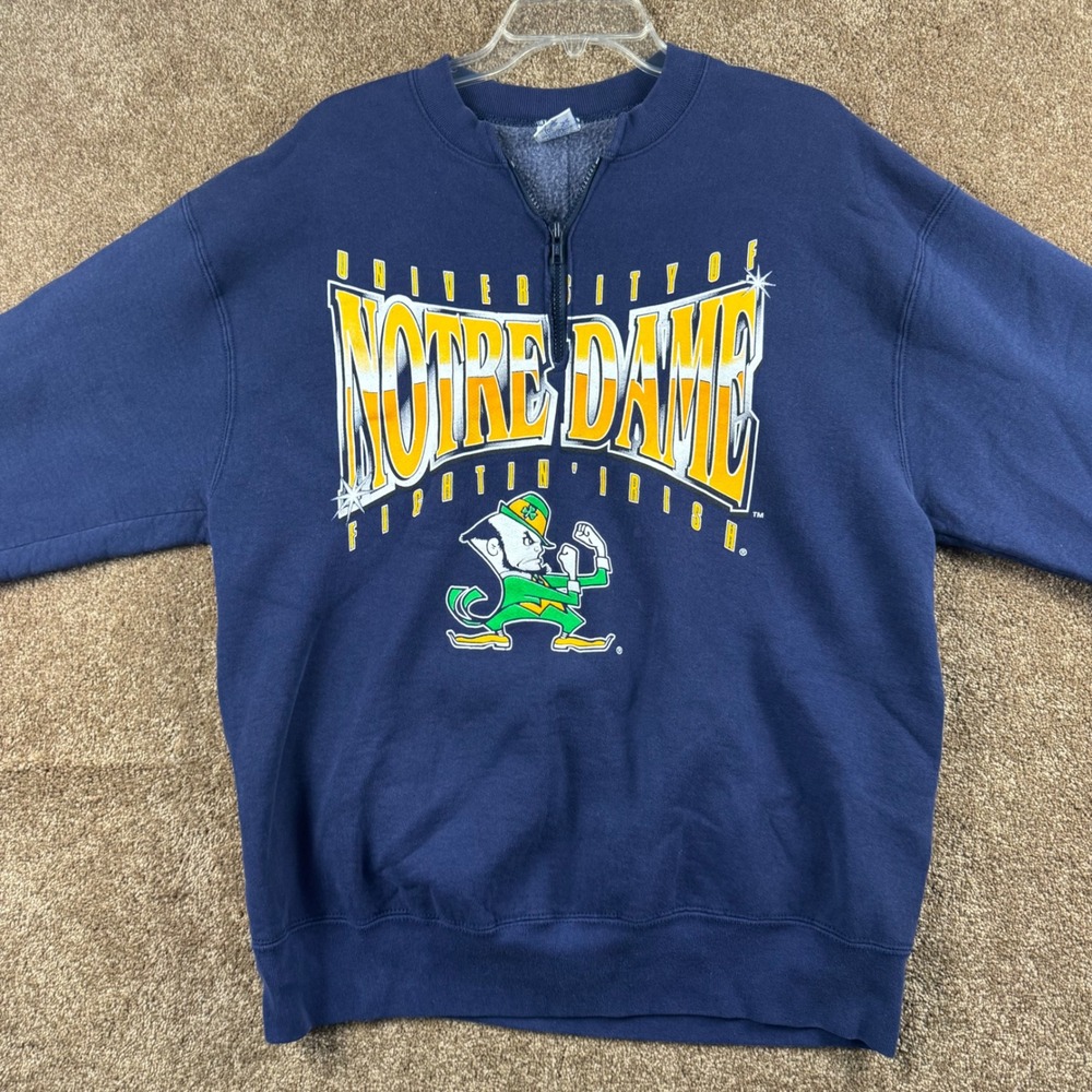 Vintage Salem Sportswear Notre Dame Fighting Irish Quarter Zip Sweatshirt XL